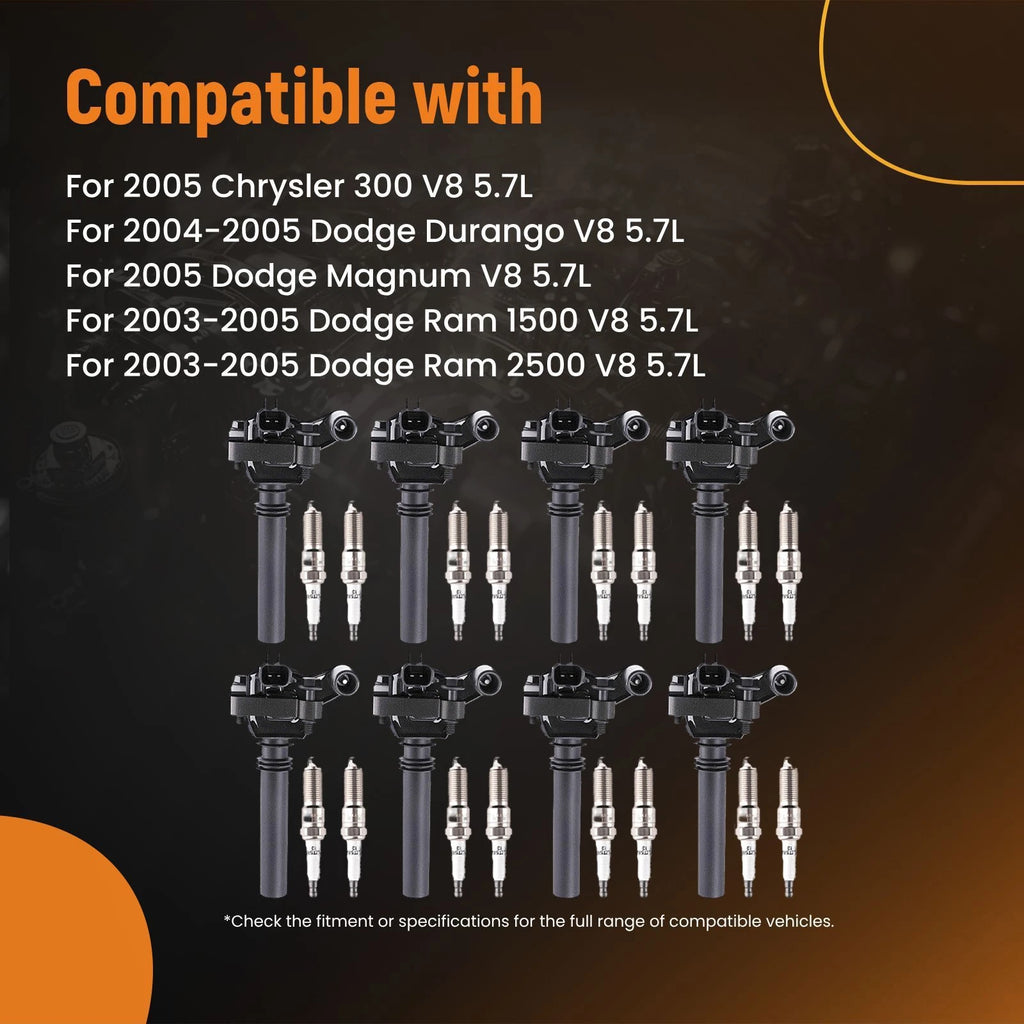 Ignition Coils and Spark Plugs for Dodge Magnum V8 5.7L (2005–2005)