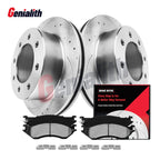 Set of 4 Rear Drilled Brake Rotors & Ceramic Pads for Dodge Ram 1500 2500 3500