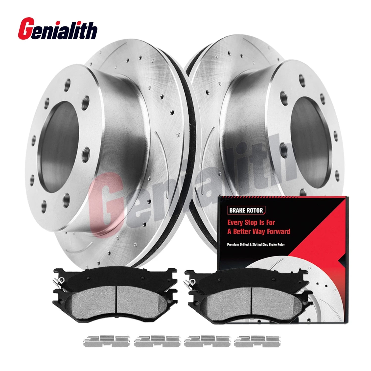 Set of 4 Rear Drilled Brake Rotors & Ceramic Pads for Dodge Ram 1500 2500 3500