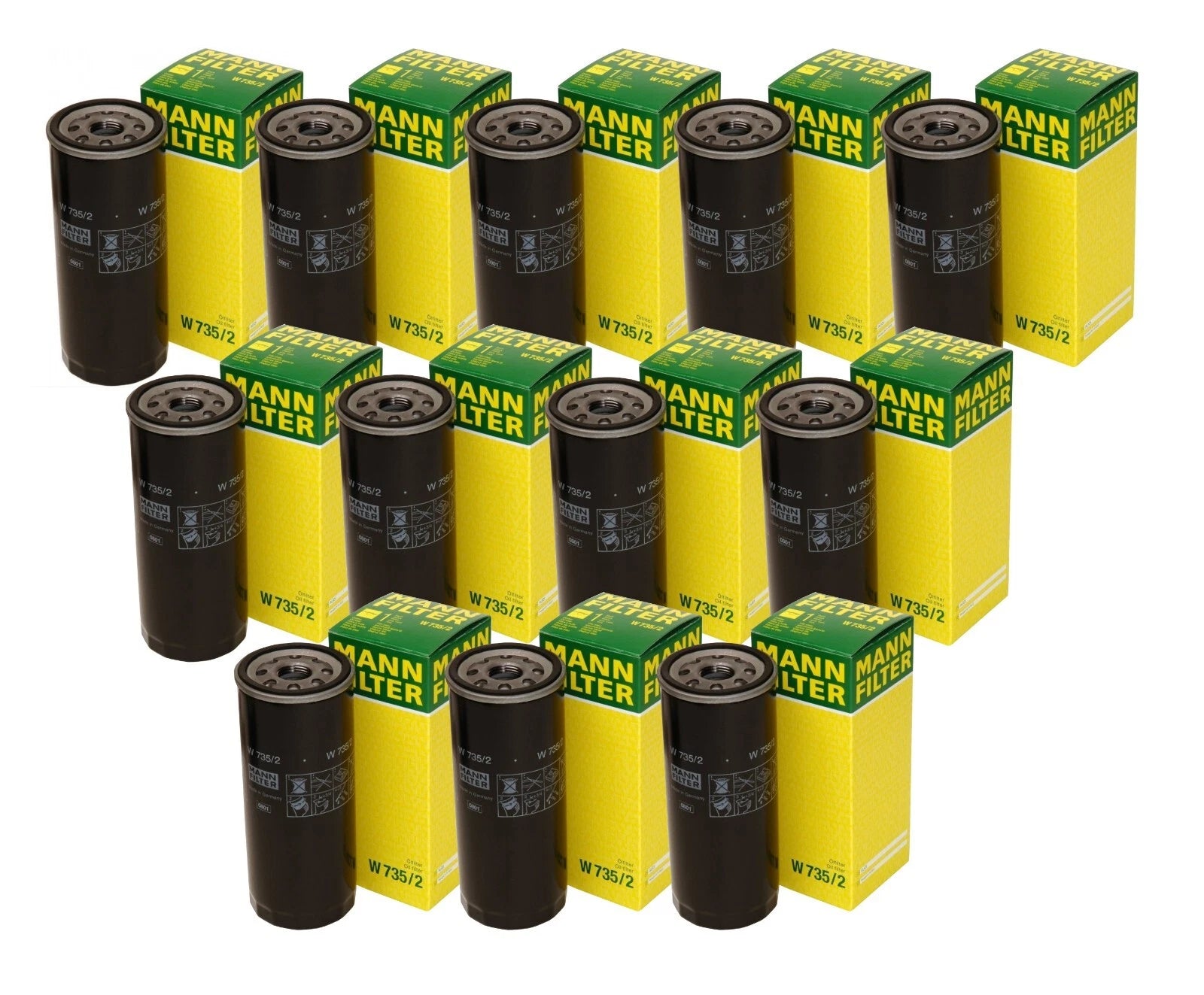 Set of 12 Engine Oil Filters W 735/2 for Audi A6 Quattro S6 (1995–2011)