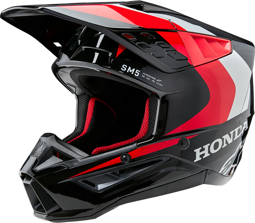 Alpinestars SM5 Off-Road Helmet for Honda (2024) - Black/Red, X-Small