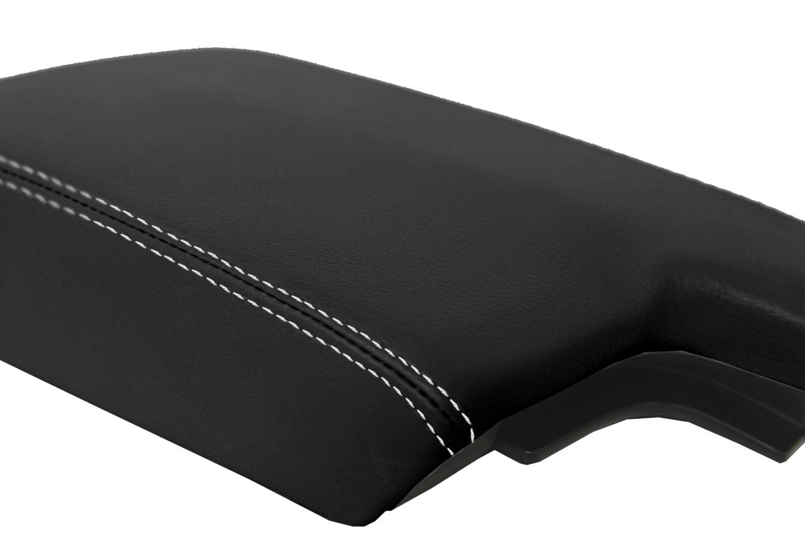 Leather Console Lid Armrest Cover for Subaru Crosstrek (2018–2020) Black White Stitch