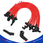 Set of 4 Red 10.2mm Racing Spark Plug Wires for Ford 5.0L 5.8L