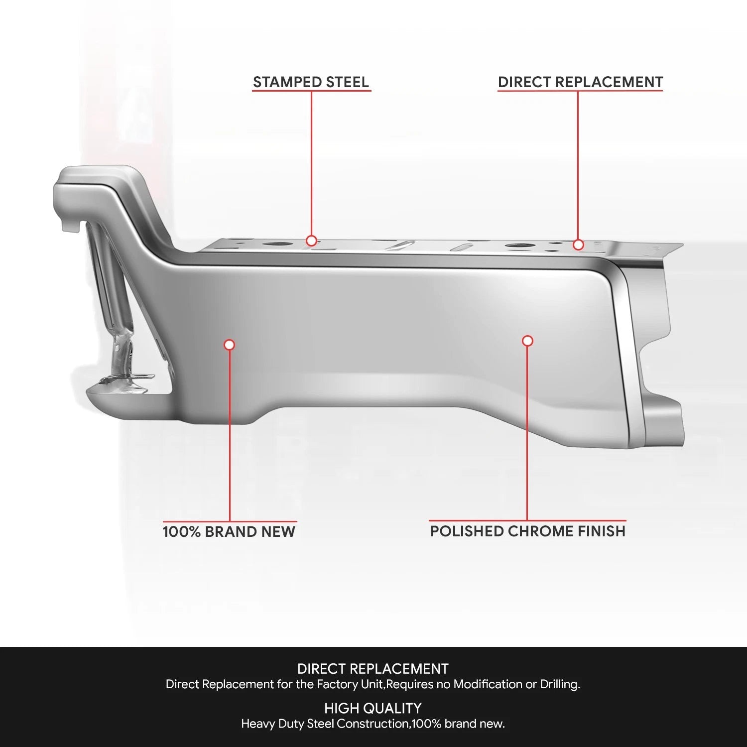 Chrome Left Rear Bumper End Cap for Ford F-250 SD (2023–2025)