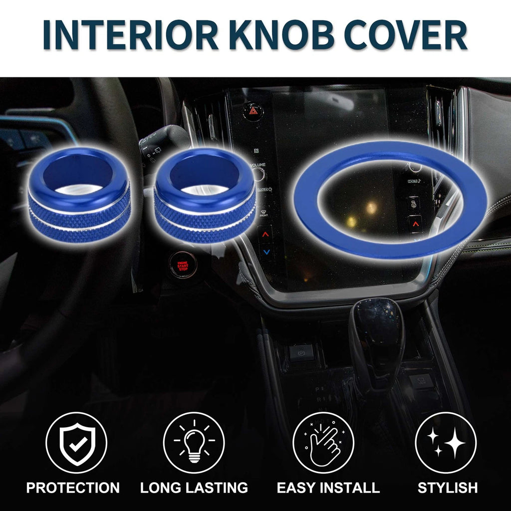 3 Pcs Media Tune Engine Start Button Knob Cover Ring for Subaru WRX (2022–2023) Blue