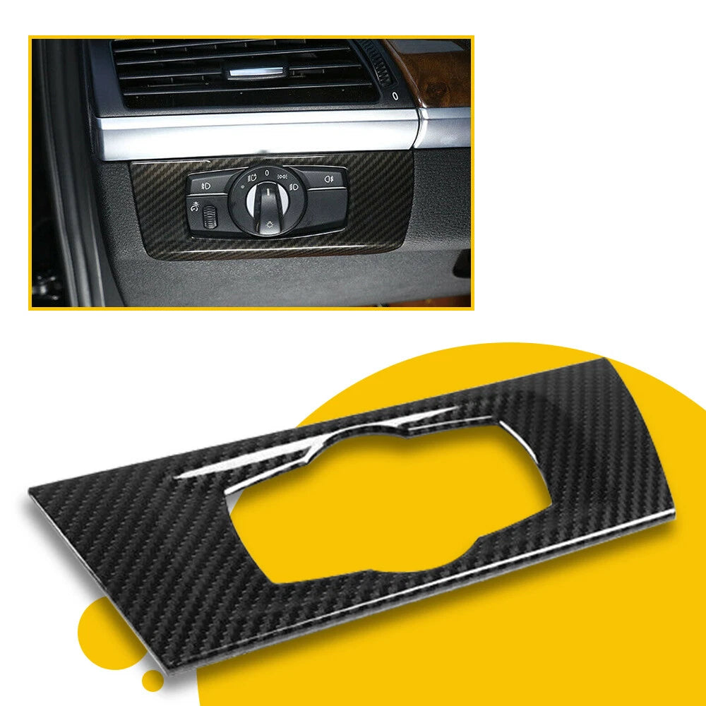 Carbon Fiber Headlight Switch Frame Trim for BMW 3 Series E90 E92 E93 (2005–2012)