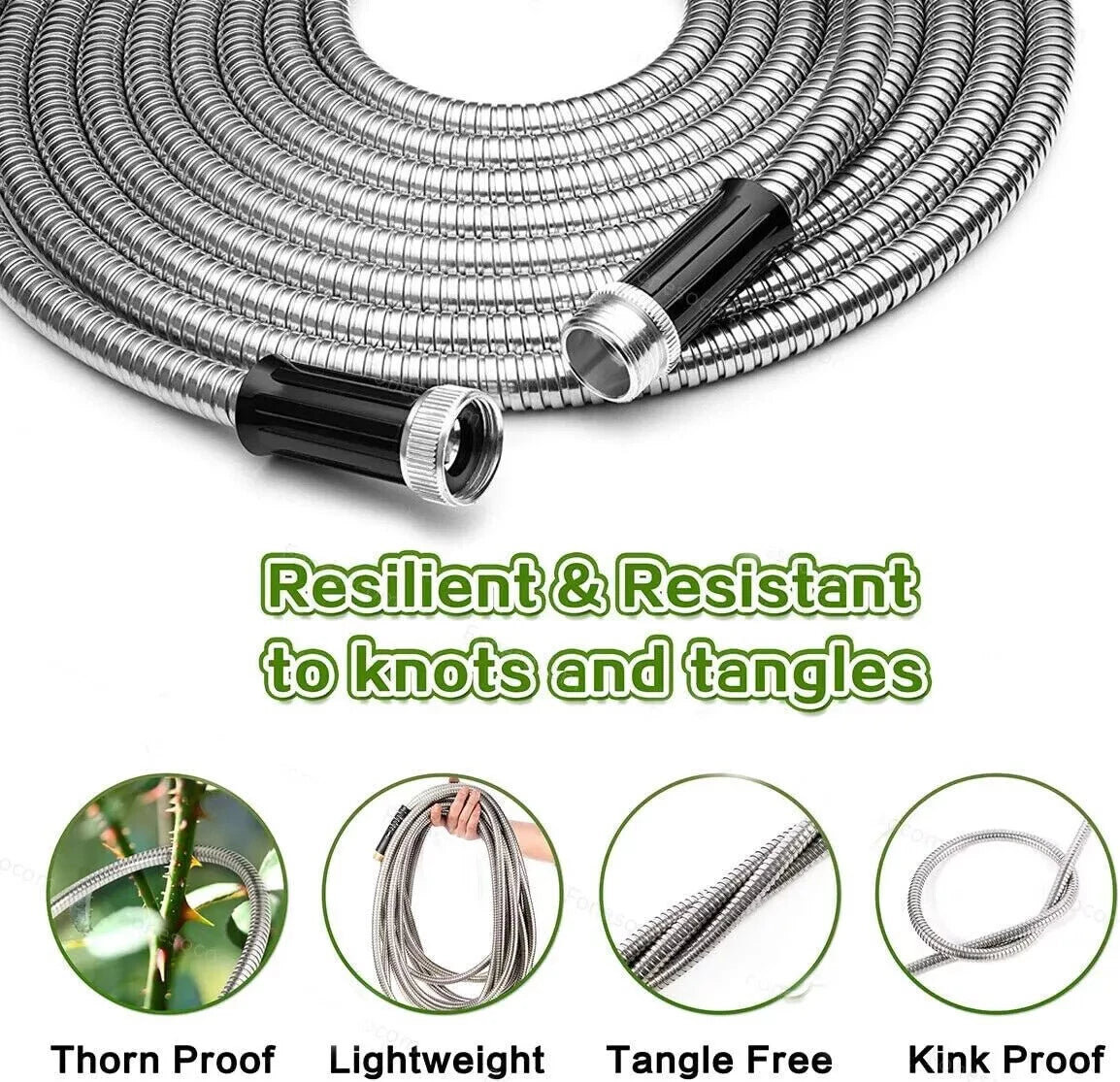 Stainless Steel Flexible Water Hose Pipe 25/50/75/100FT