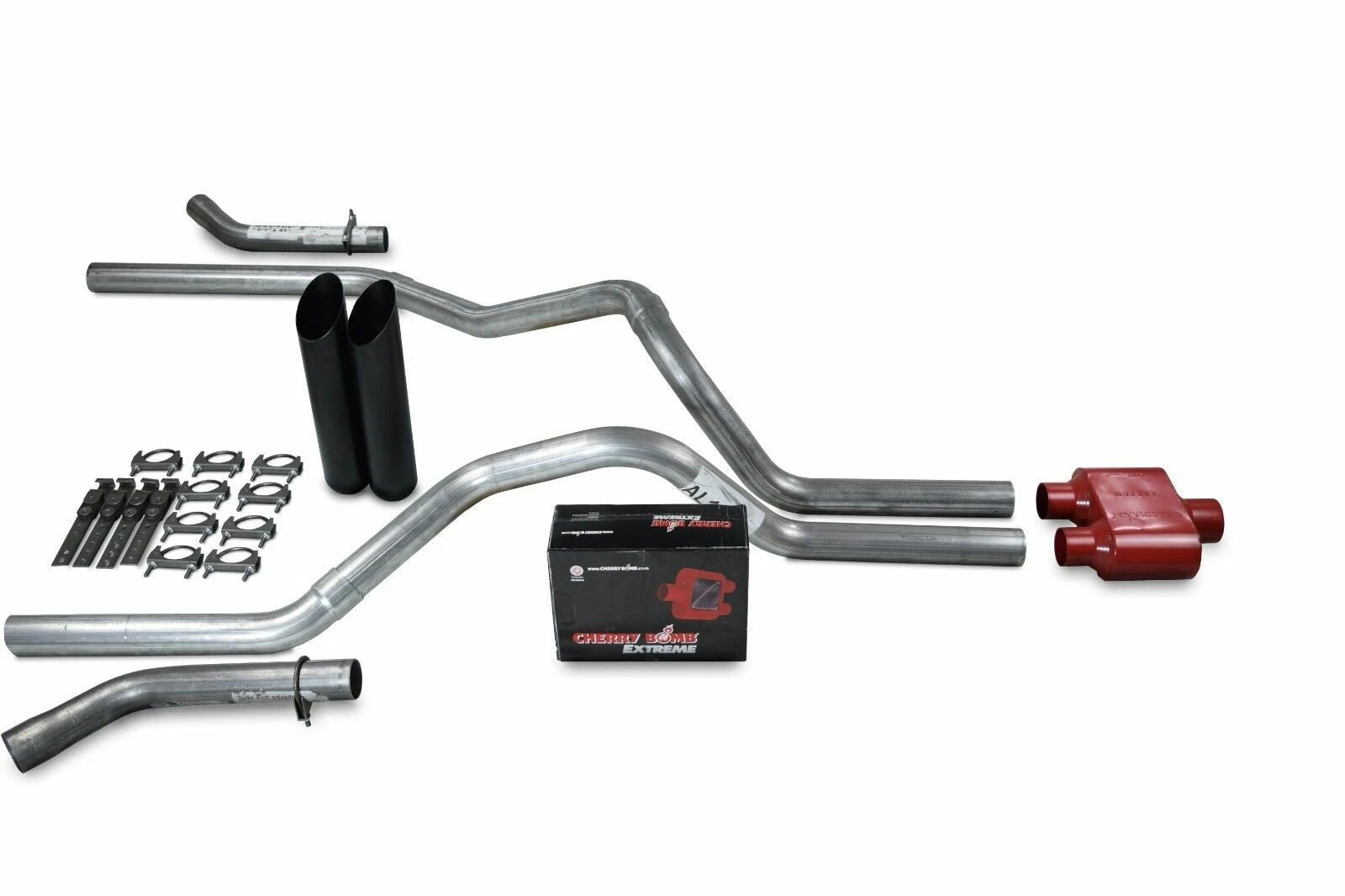 2.5" Dual Exhaust Kit for Dodge Ram 1500 (2009–2018) - Cherry Bomb Extreme Black Tips