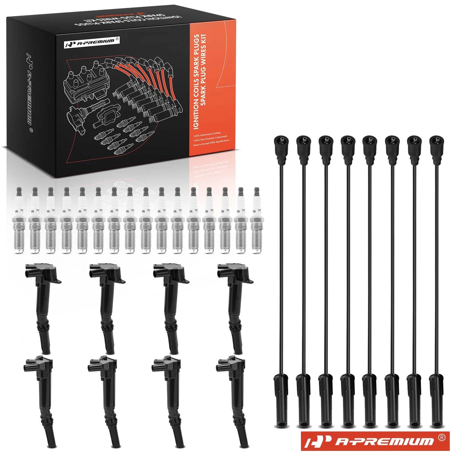 Set of 8 Ignition Coils & 16 Iridium Spark Plugs for Ford F-250