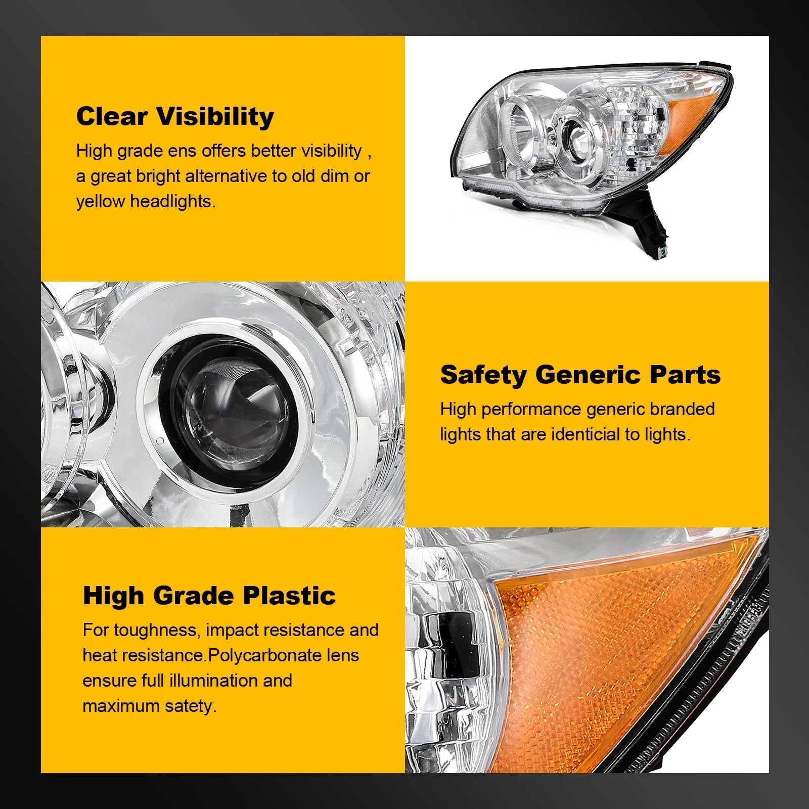 2X Headlight Assembly for Toyota 4Runner (2006–2009) with Projector