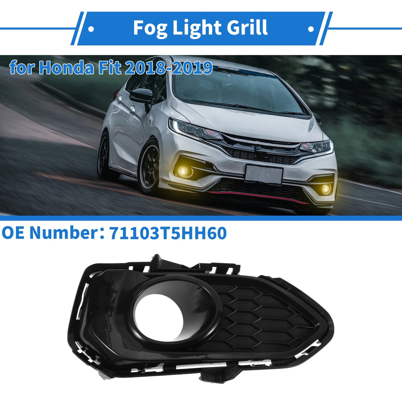 Front Right Fog Light Grill No. 71103T5HH60 for Honda Fit (2018–2019)