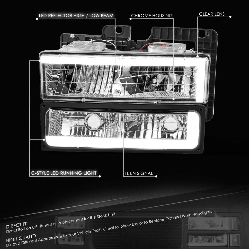 LED DRL Headlight & Bumper Turn Signal Lamp for Chevy GMC C/K (1988–2000)