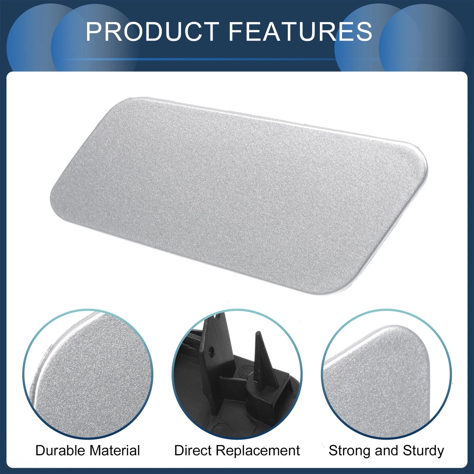 Front Left Washer Nozzle Cover Cap for Volkswagen Touareg (2011–2014) Silver Tone