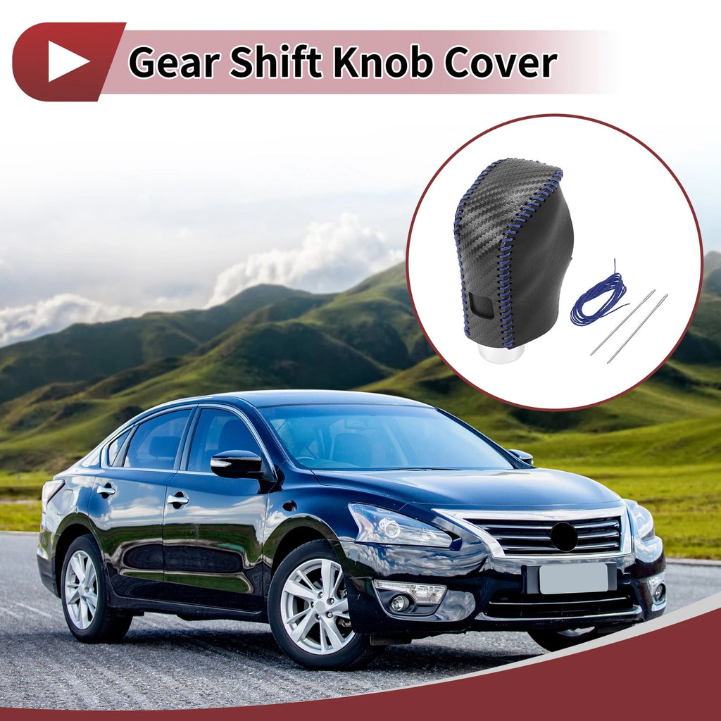 Gear Shift Knob Cover for Nissan Altima (2019–2024) Black Carbon Fiber Blue