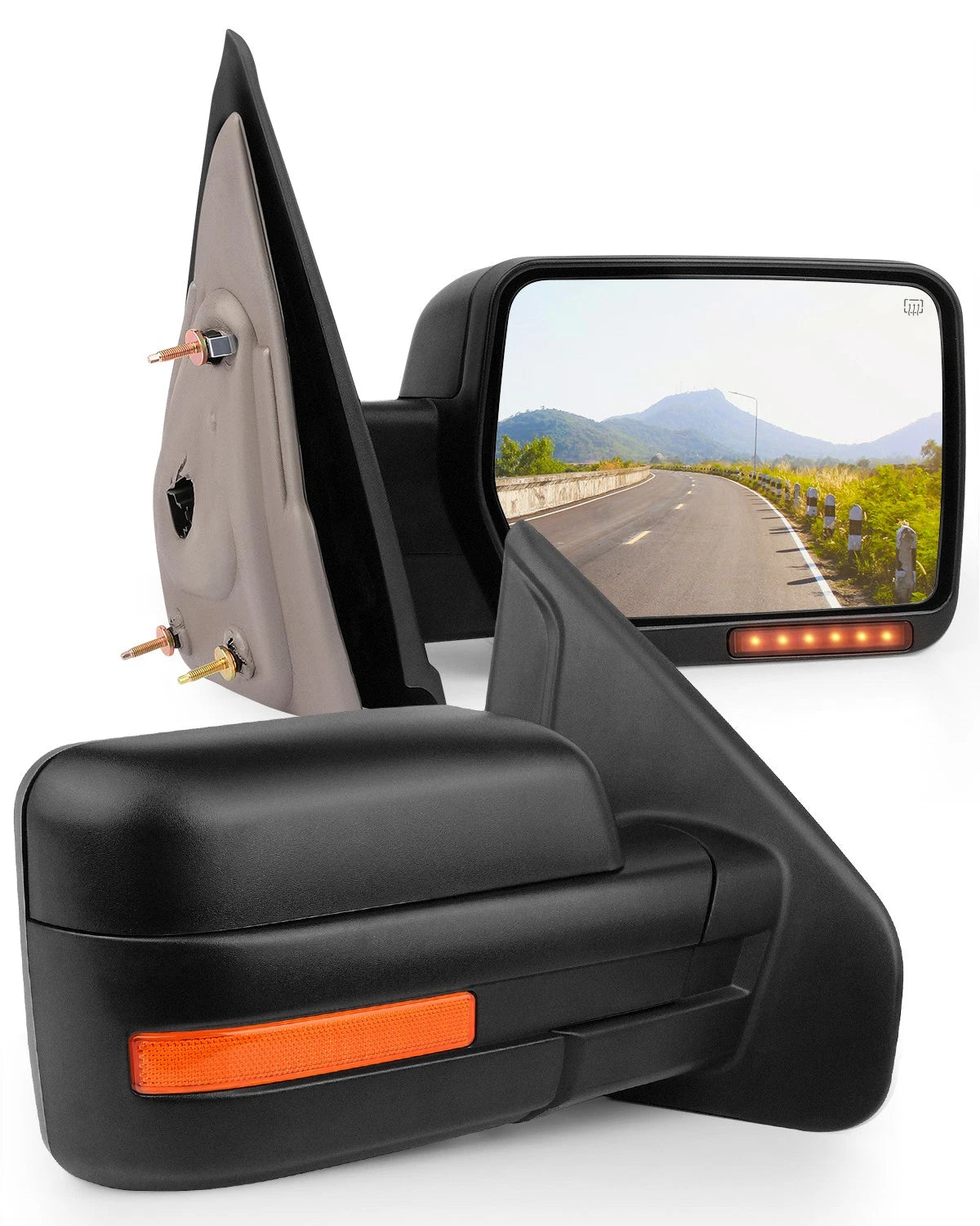 Power Heated Turn Signal Puddle Light Tow Mirrors for Ford F150 (2007–2014)