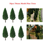 50pcs 3.07" Pine Trees for Train Railway Park Landscape Scenery
