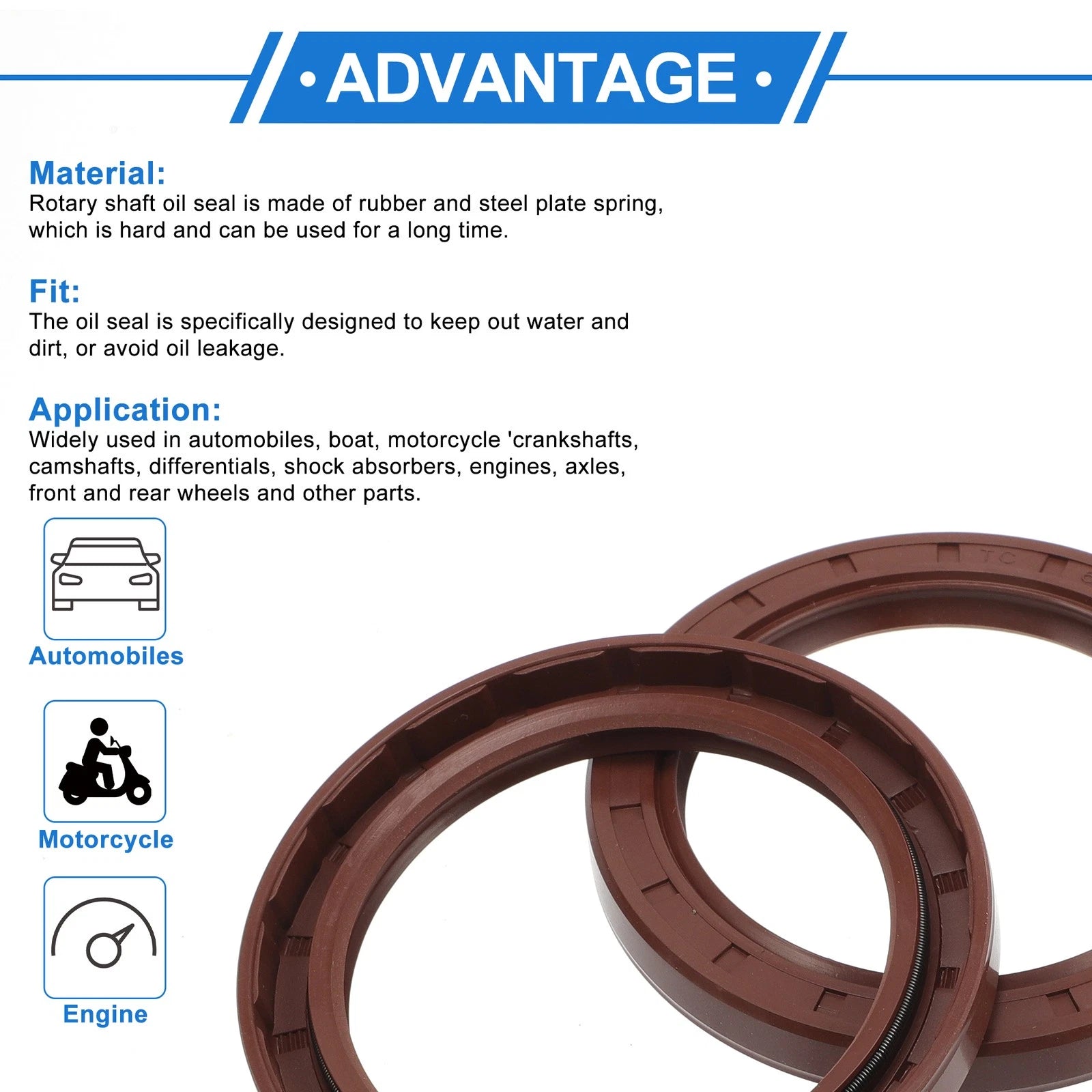 Set of 2 Oil Seal Rotary Shaft Seal FKM Rubber 68x90x10mm 683867304988
