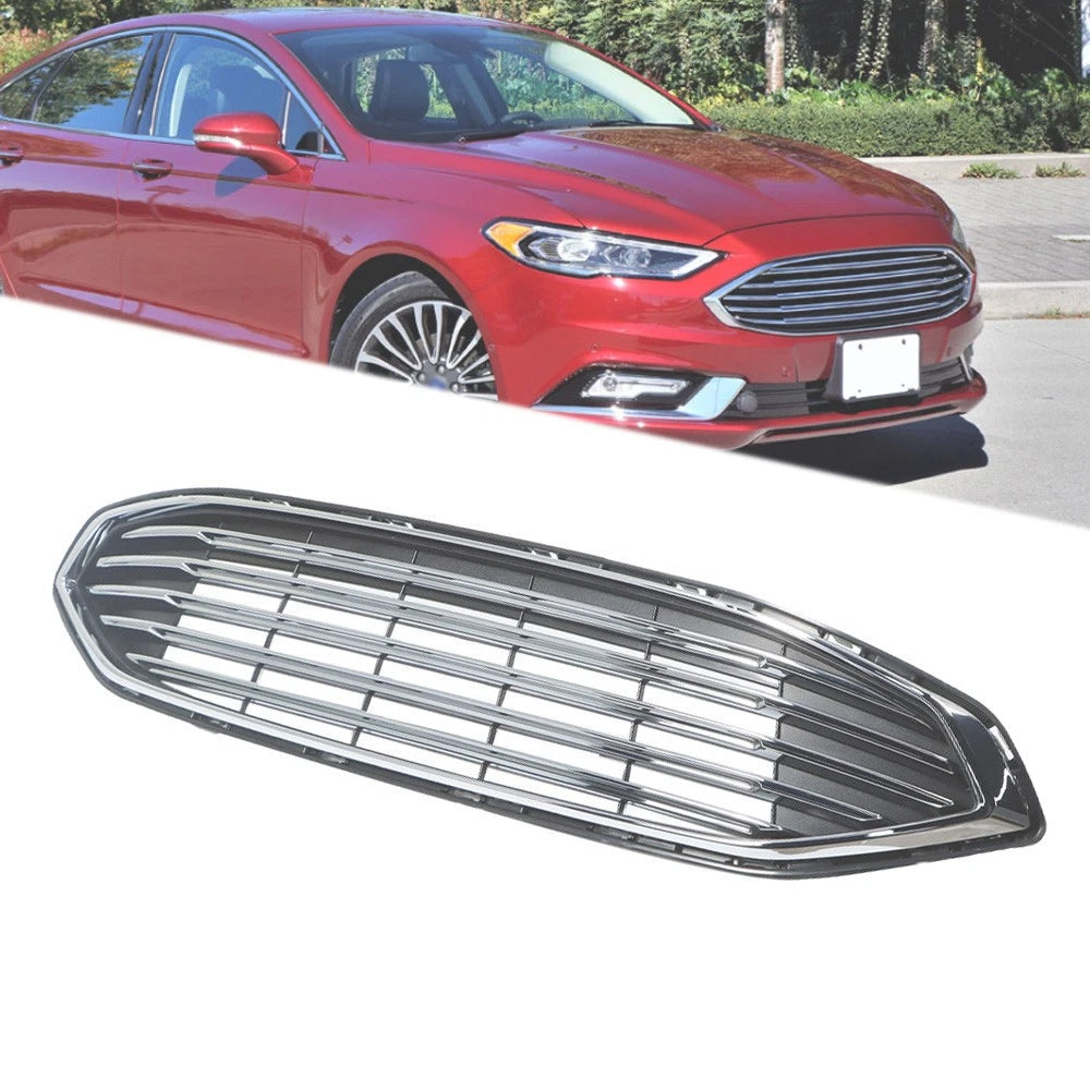 Front Grille Bumper Upper for Ford Fusion (2017–2018) Chrome Mesh