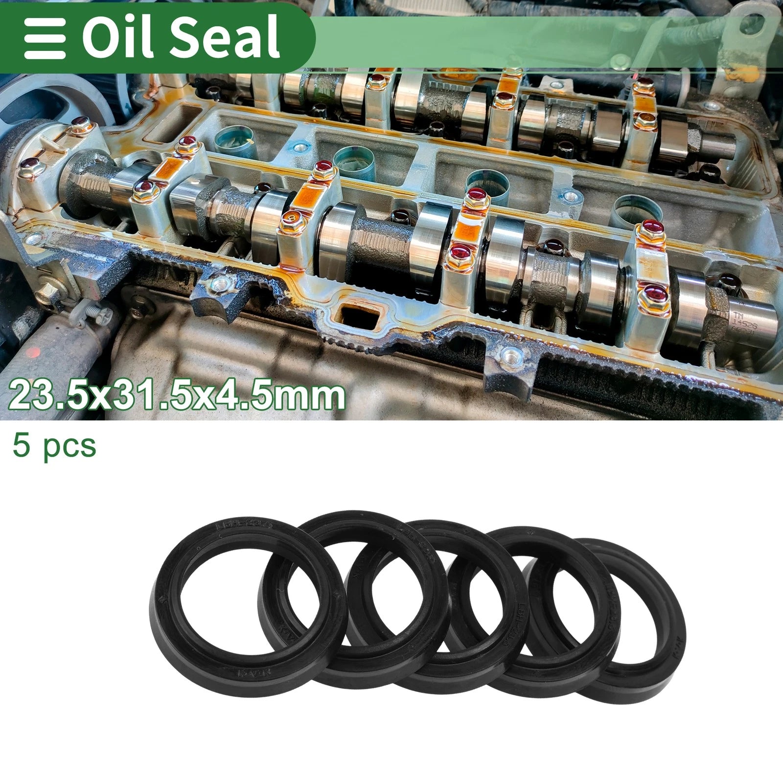 Set of 5 Oil Seal Rotary Shaft Seal NBR Rubber 23.5x31.5x4.5mm