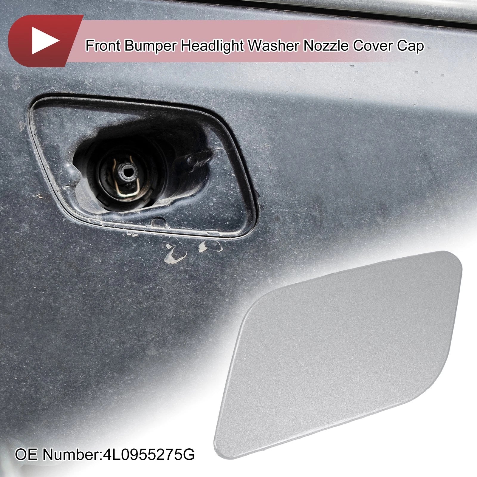 Front Left Washer Nozzle Cover Cap for Audi Q7 (2010–2015) 1Pcs Silver Tone