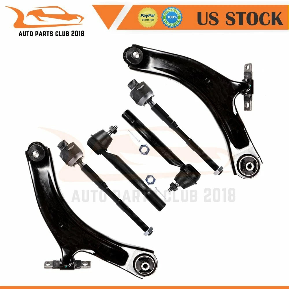 Set of 6 Suspension Kit Lower Control Arms Tie Rods for Nissan (2014–2015)