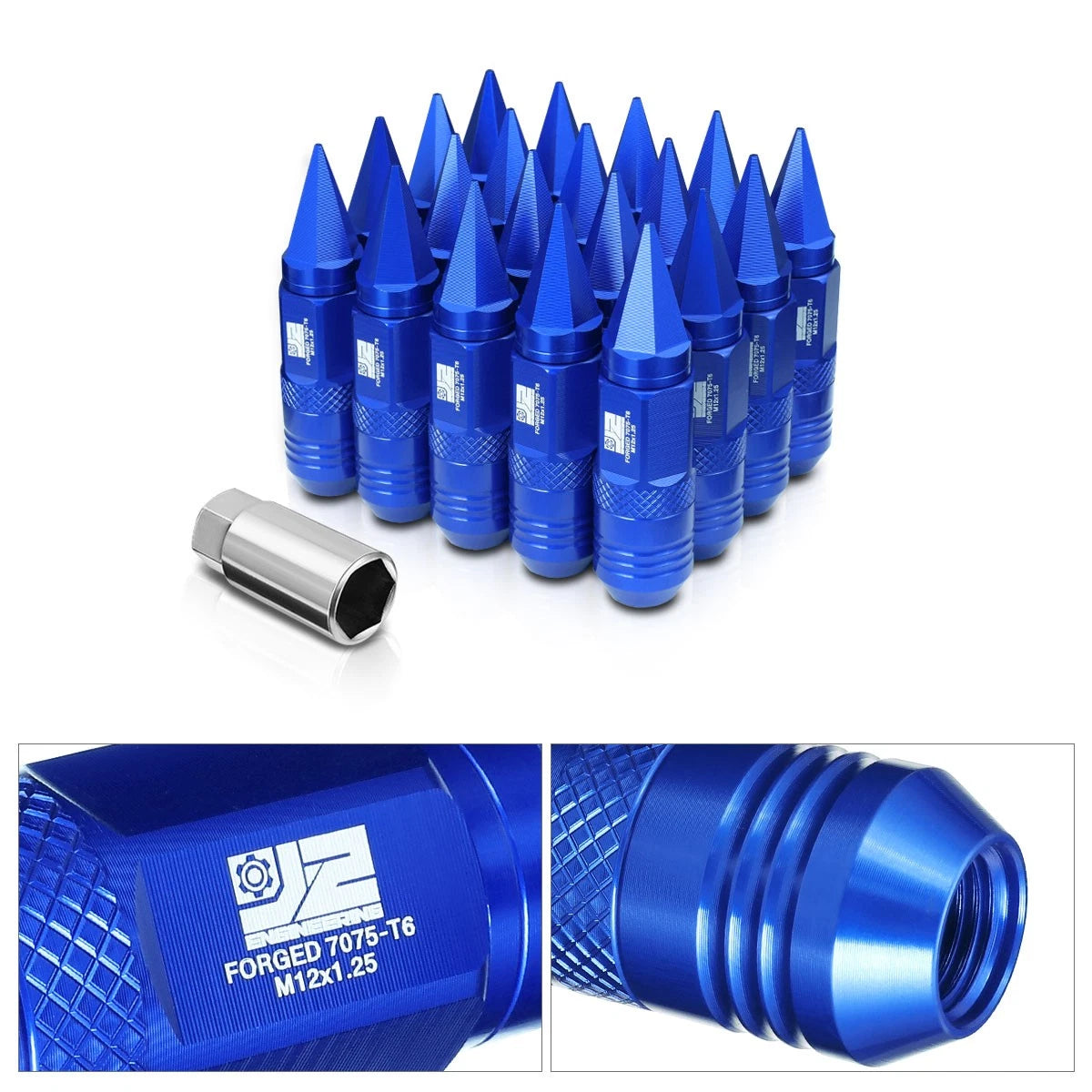 20Pcs M12x1.25 Acorn Lug Nuts for Universal Fit (Open/Closed End, Blue)