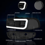 LED DRL Headlight Set for Yukon XL/Sierra Denali (2000–2006) w/ Bumper Lamps Smoked/Clear