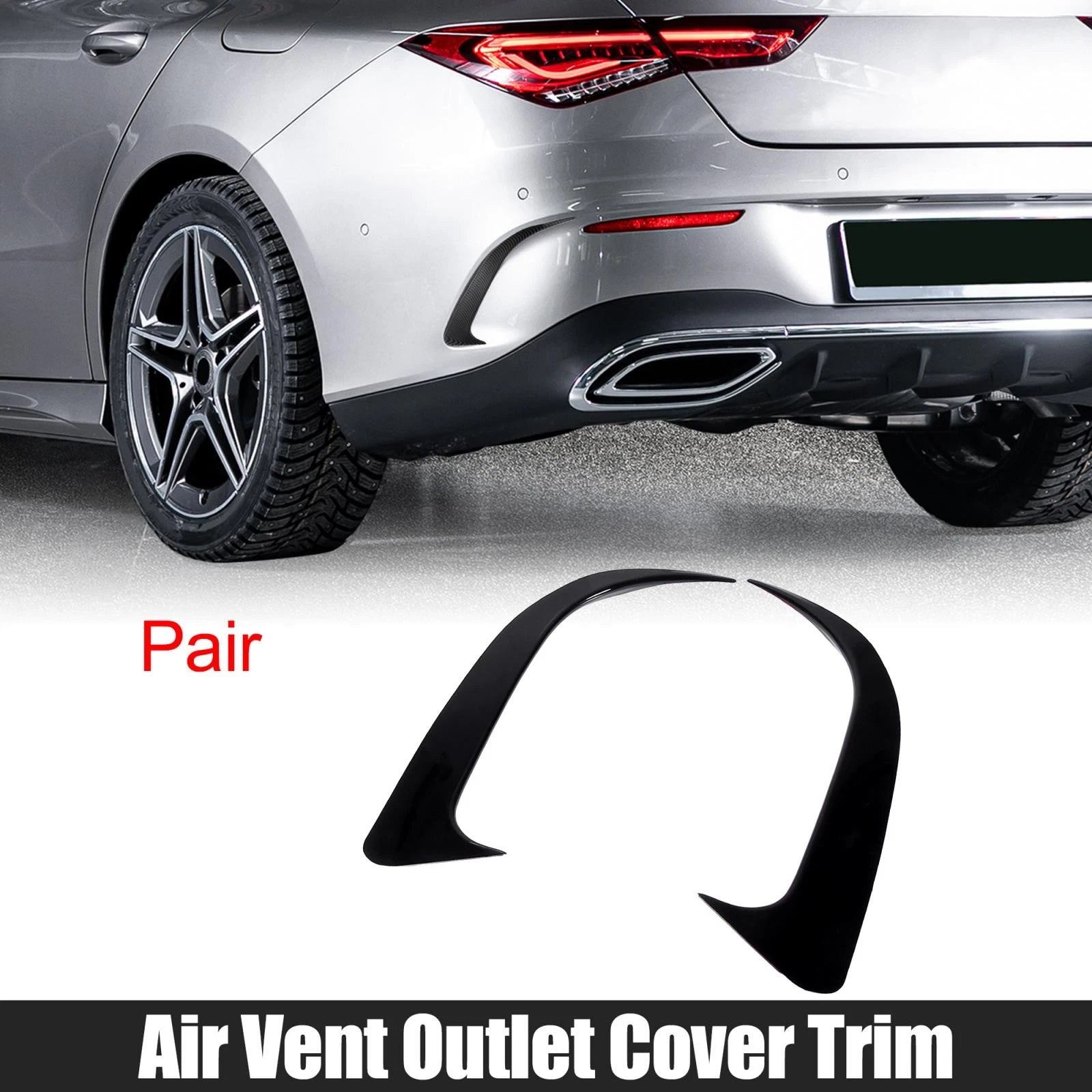 1 Pair Rear Bumper Spoiler Air Vent Outlet Cover Trim for Mercedes-Benz CLA (2014–2019)