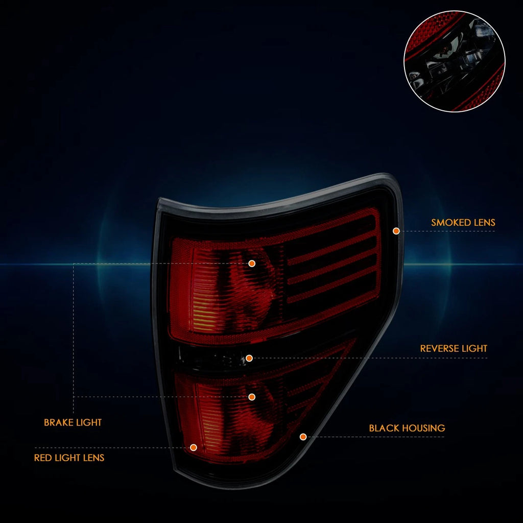 Pair of Smoked Lens Tail Brake Lights for Ford F150 (2009–2014)
