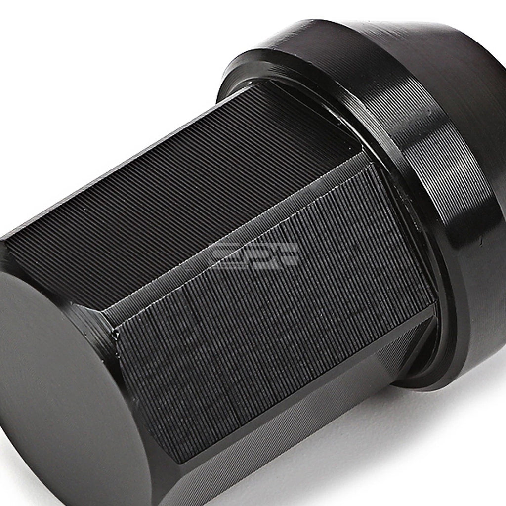 20 PCS Closed End M12x1.5 35mm Tall Black Aluminum Lug Nuts + Adapter