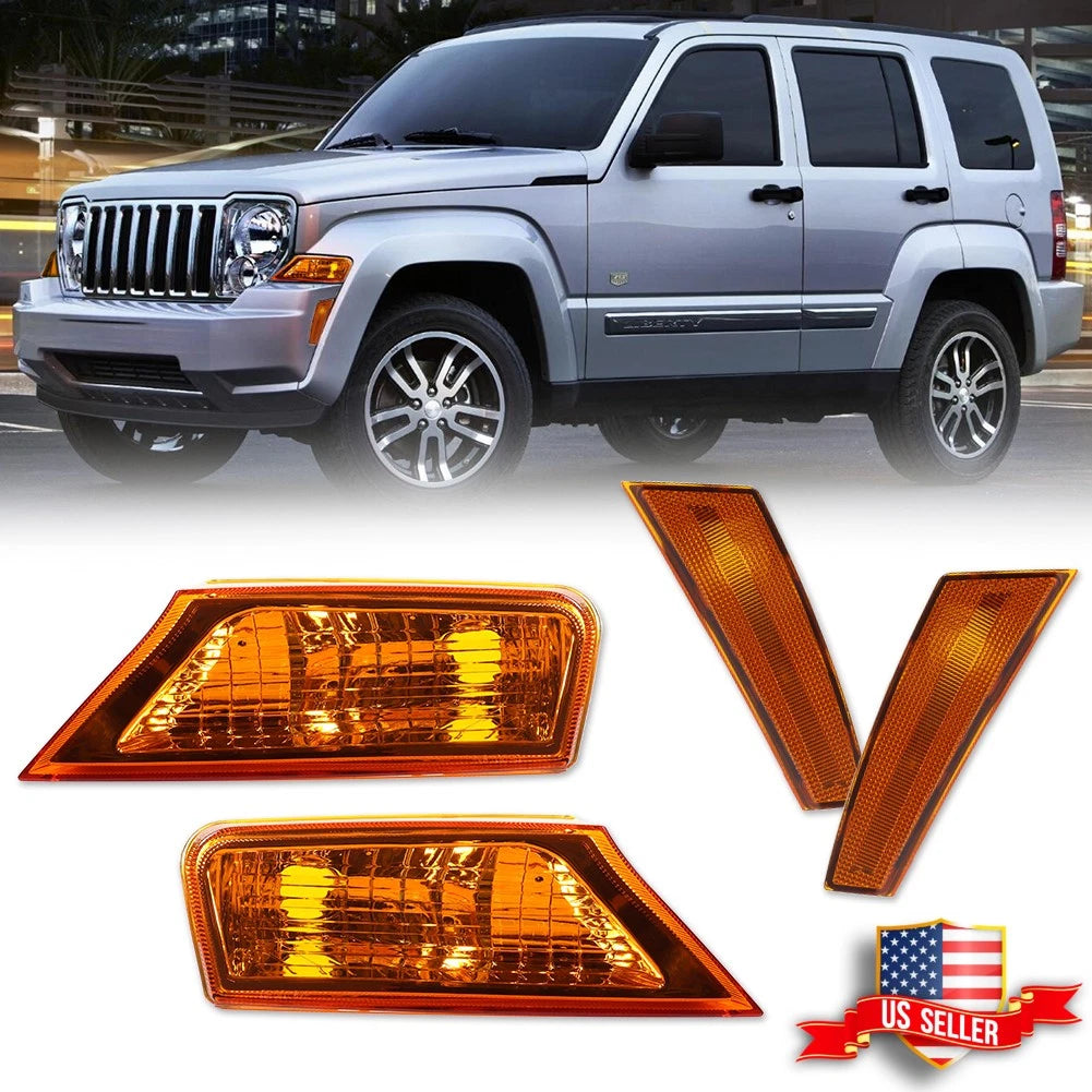 Combo Amber Bumper Signal + Side Marker Lights for Jeep Liberty (2008–2012)