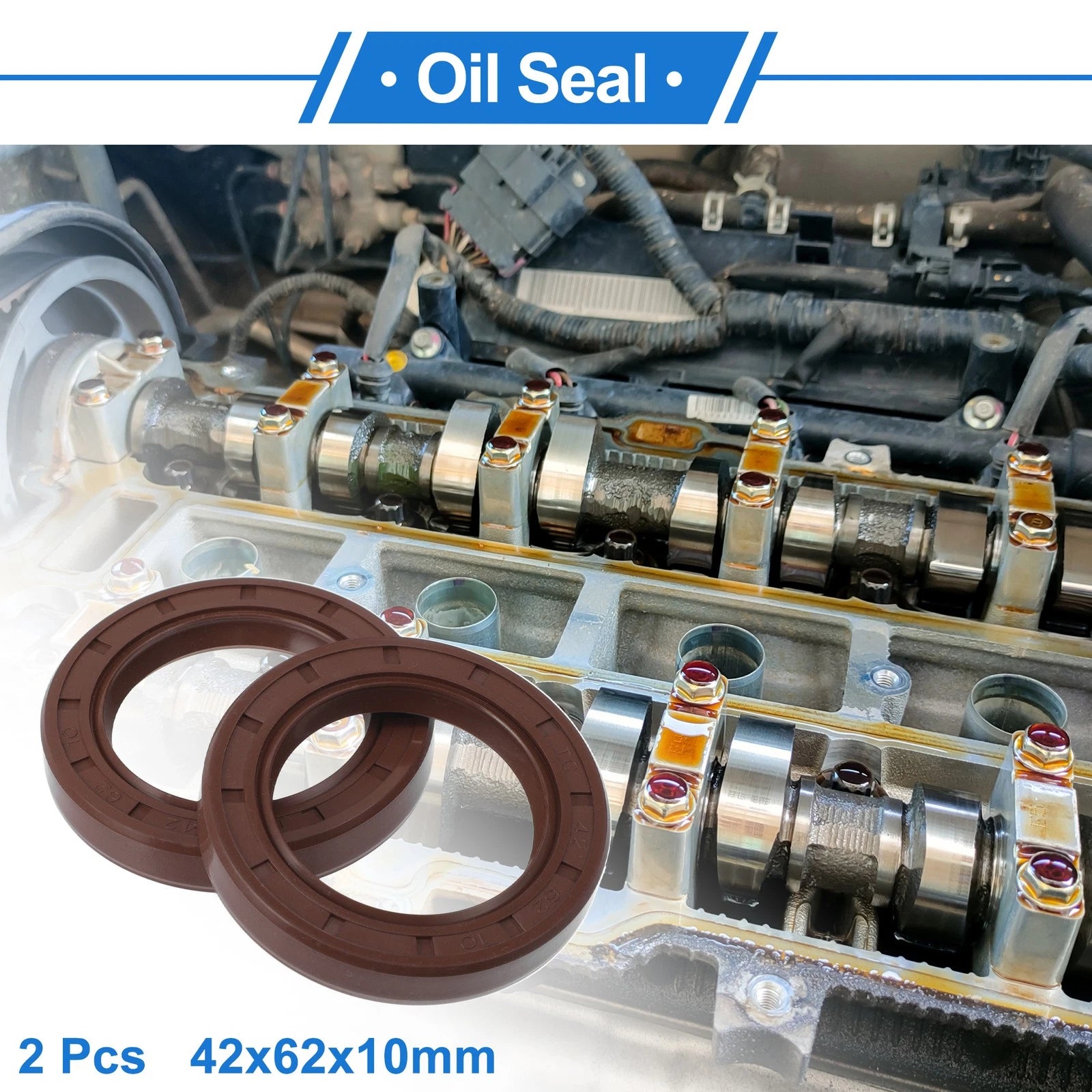 2X Oil Seal Rotary Shaft Seal FKM Rubber 42x62x10mm for Various Models