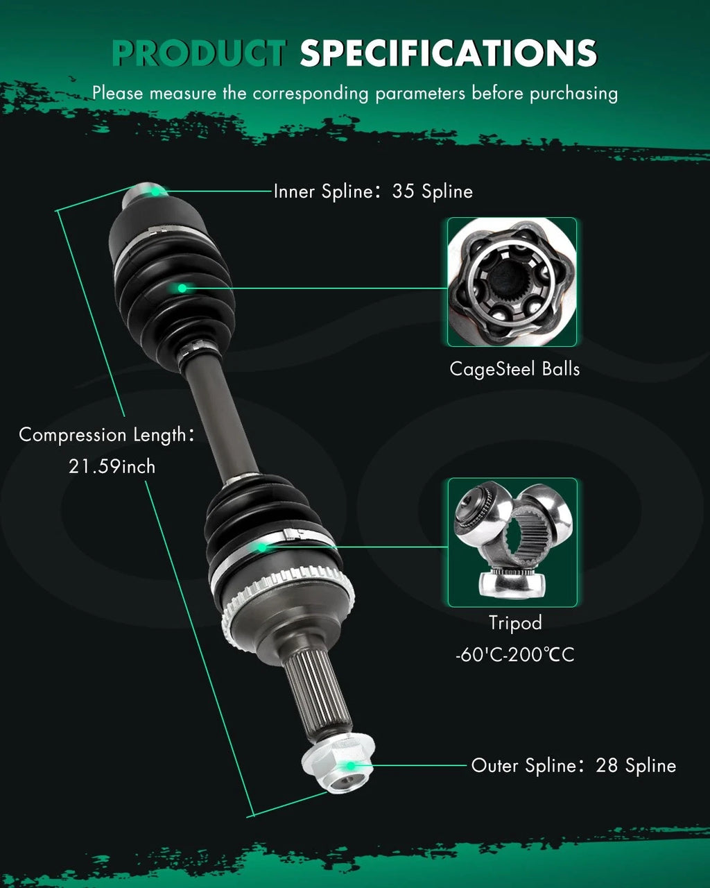CV Axle Assembly for Ford Escape 3.0L (2001–2012)