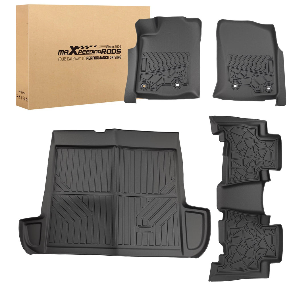 Set of 4 Floor Mats & Cargo Liners for Toyota 4Runner (2013–2024) Black TPE Waterproof