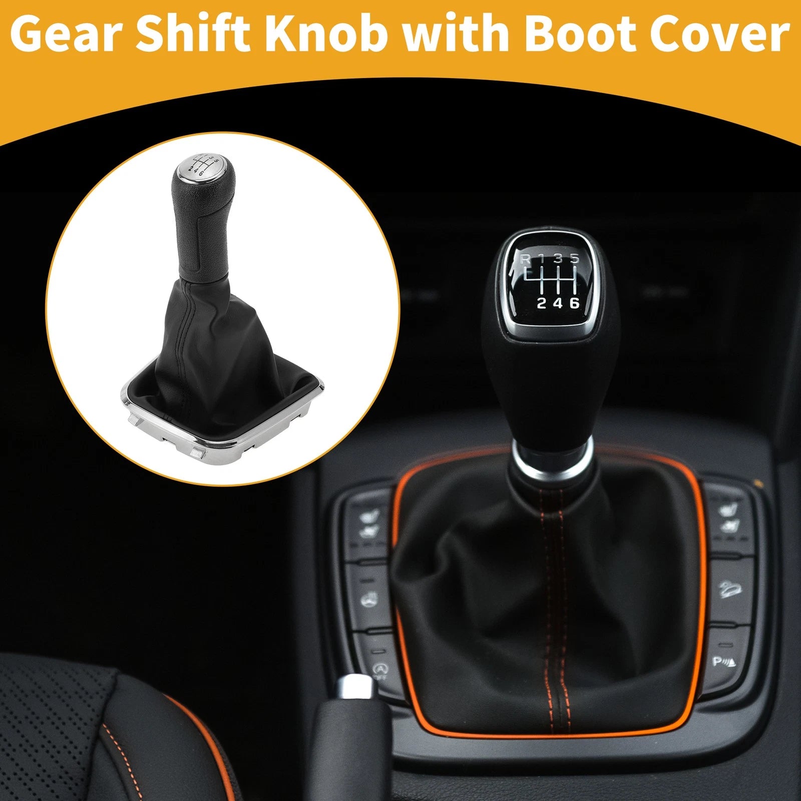 6 Speed Gear Shift Knob with Cover for Volkswagen Polo (2014–2017) Faux Leather