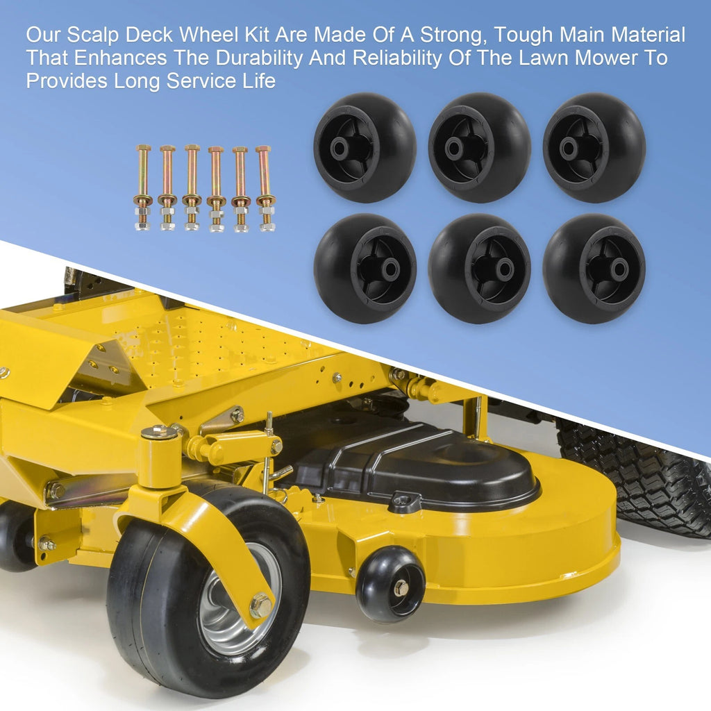 Set of 6 Mower Deck Wheels for Hustler Raptor SD & Super Sport