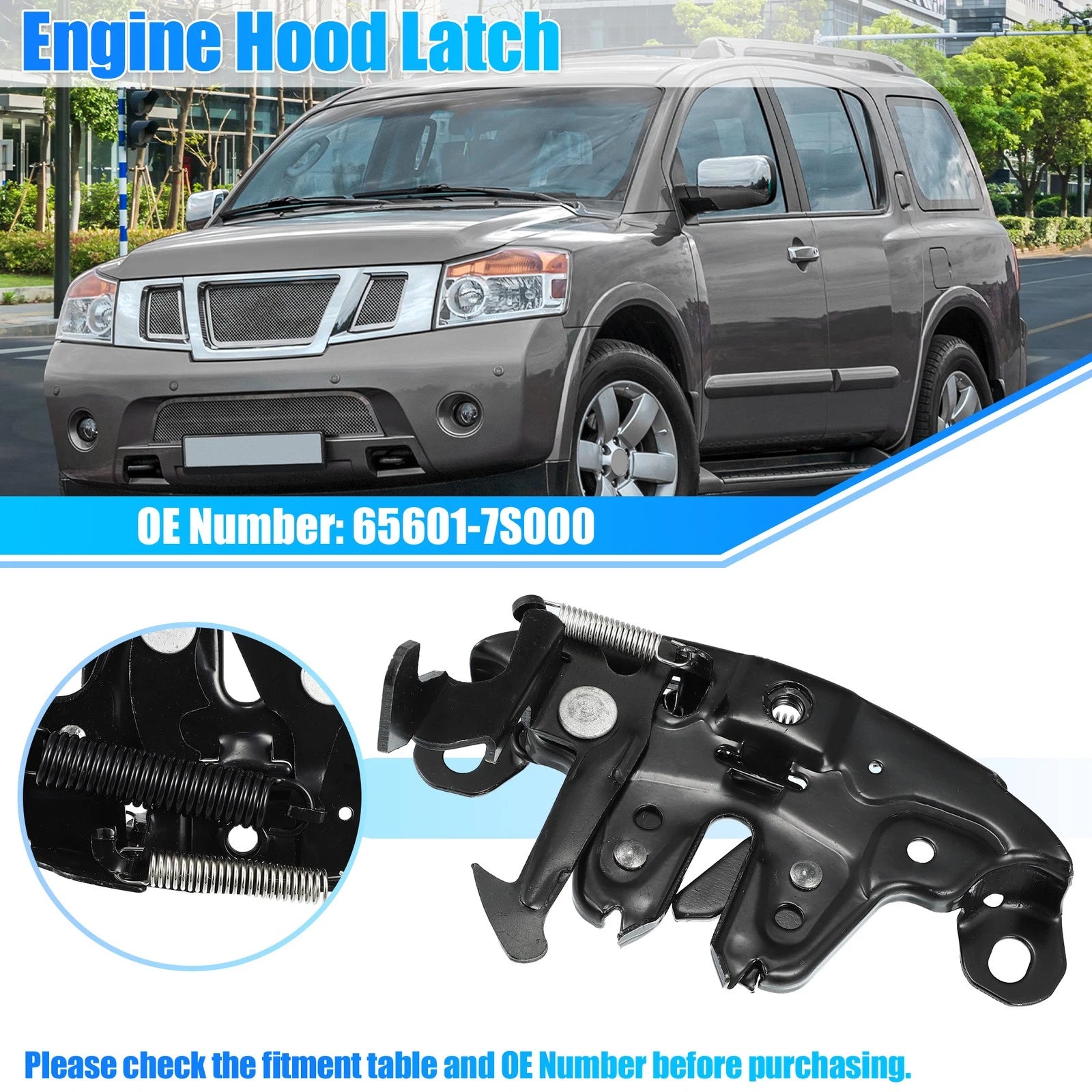Hood Latch Lock 656017S000 for Nissan NV2500 NV3500 (2012–2019)