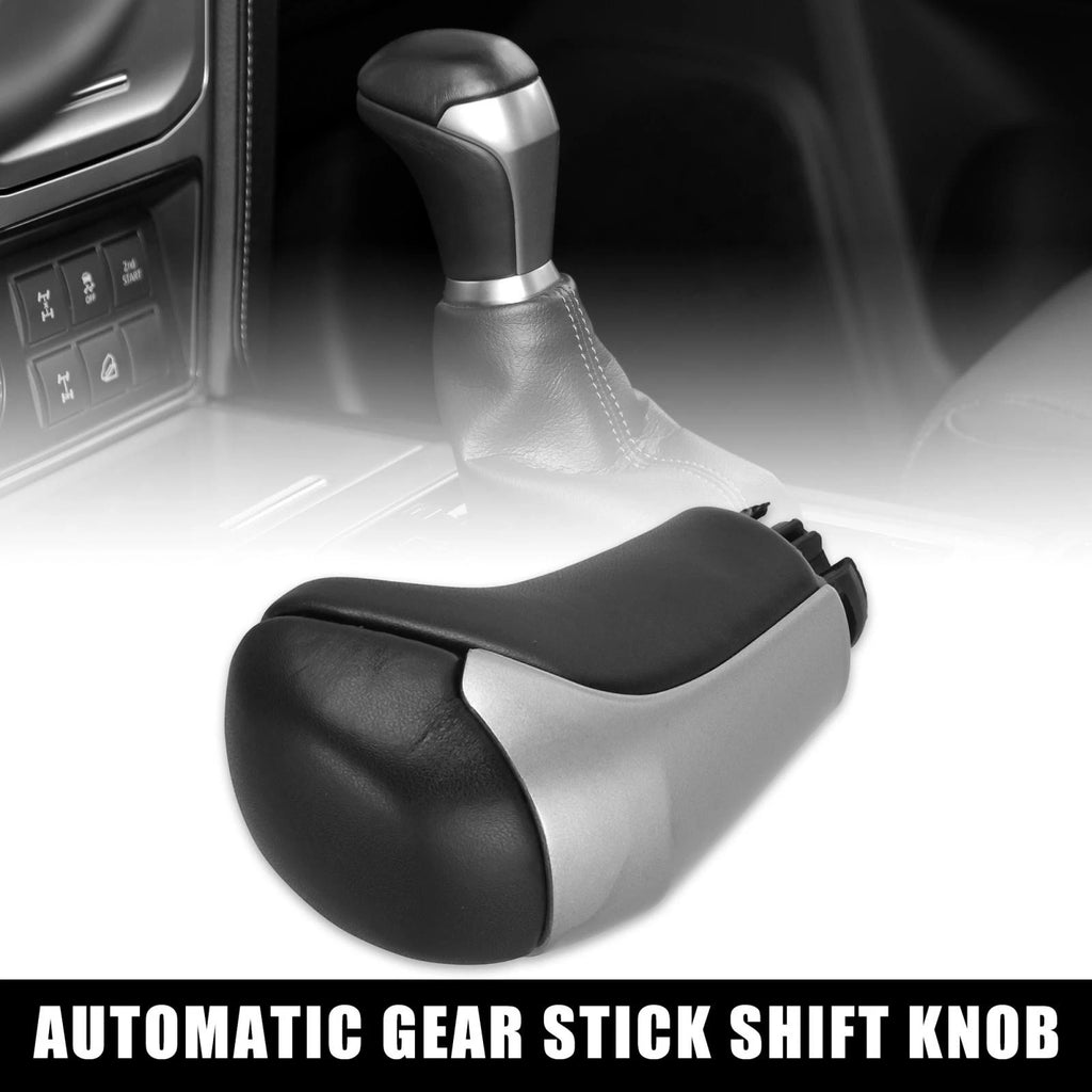 Automatic Gear Shift Knob for Toyota Tacoma (2016–2023) - Black Faux Leather, Silver Tone