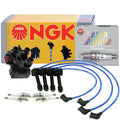 NGK DIS Ignition Coil Wires & 4 Laser Iridium Spark Plugs for Ford Probe (1989–1992)
