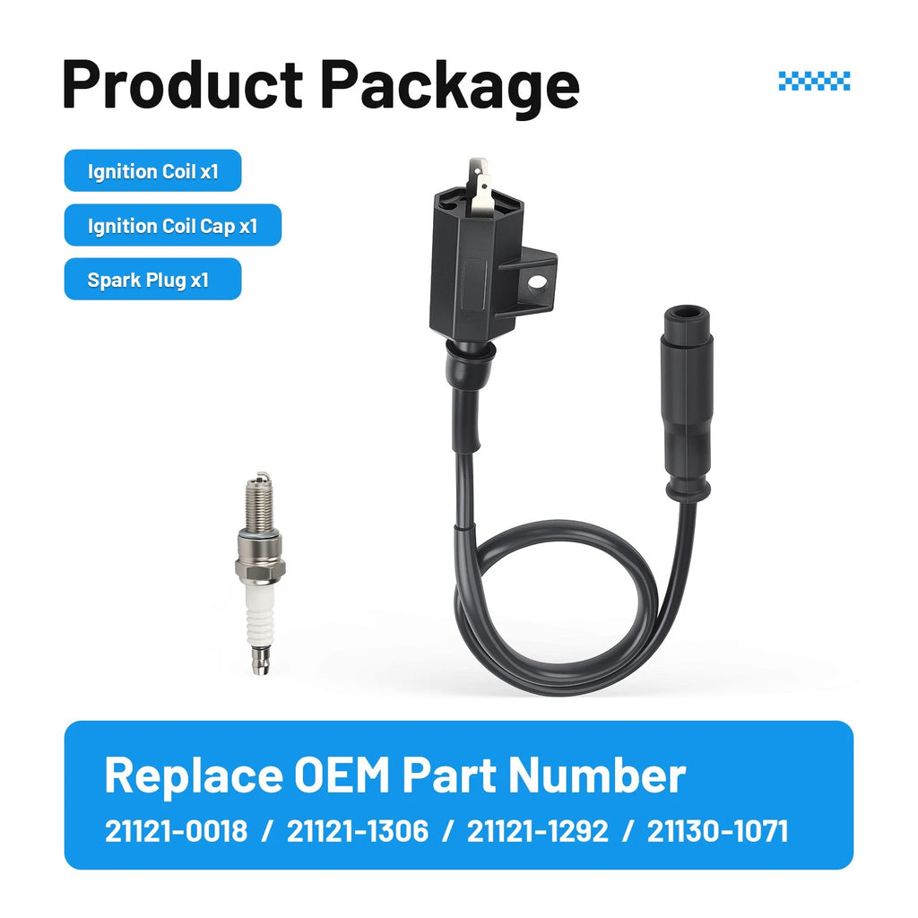 Ignition Coil + Spark Plug + Cap for Kawasaki Prairie KVF 650 700 (2002–2006)