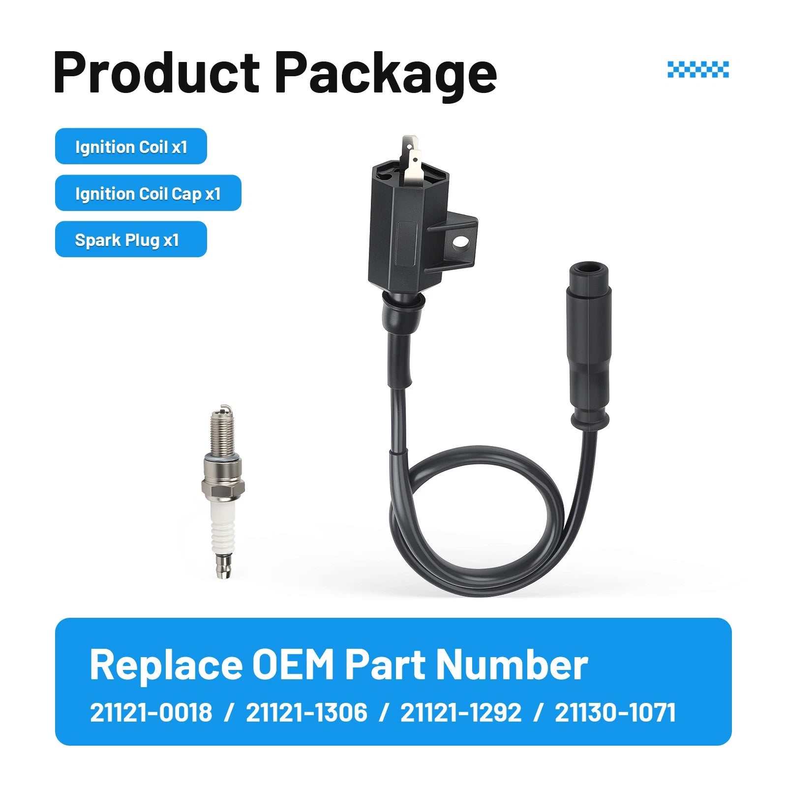 Ignition Coil + Spark Plug + Cap for Kawasaki Prairie KVF 650 700 (2002–2006)