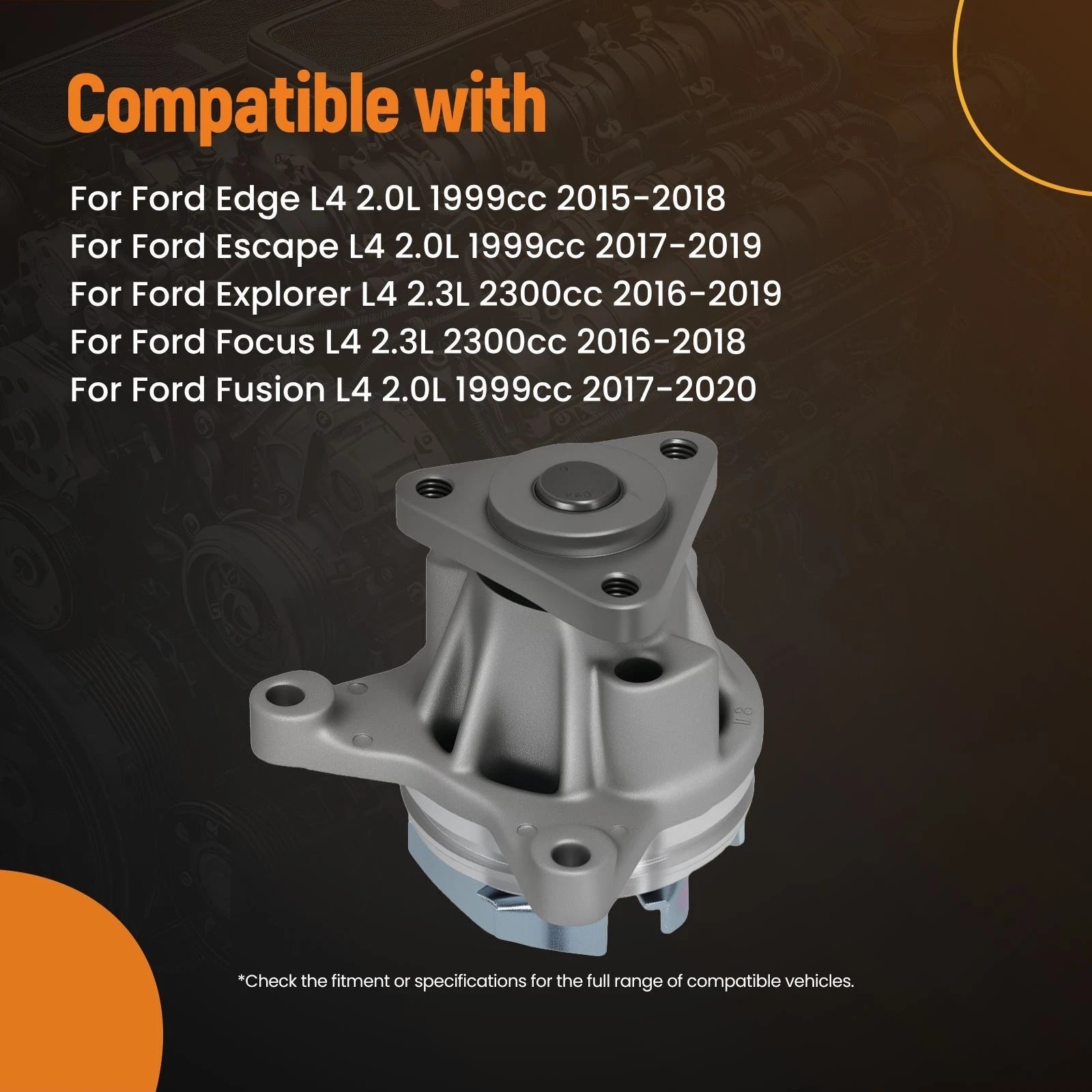 Coolant Water Pump for Ford Edge/Explorer 2.0L (2015–2019) EJ7Z8501A