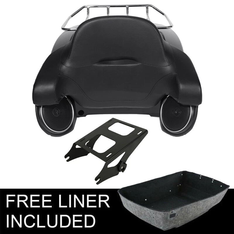 Matte King Trunk Backrest Speakers Mount Rack for Touring Road Glide (2014–2026)