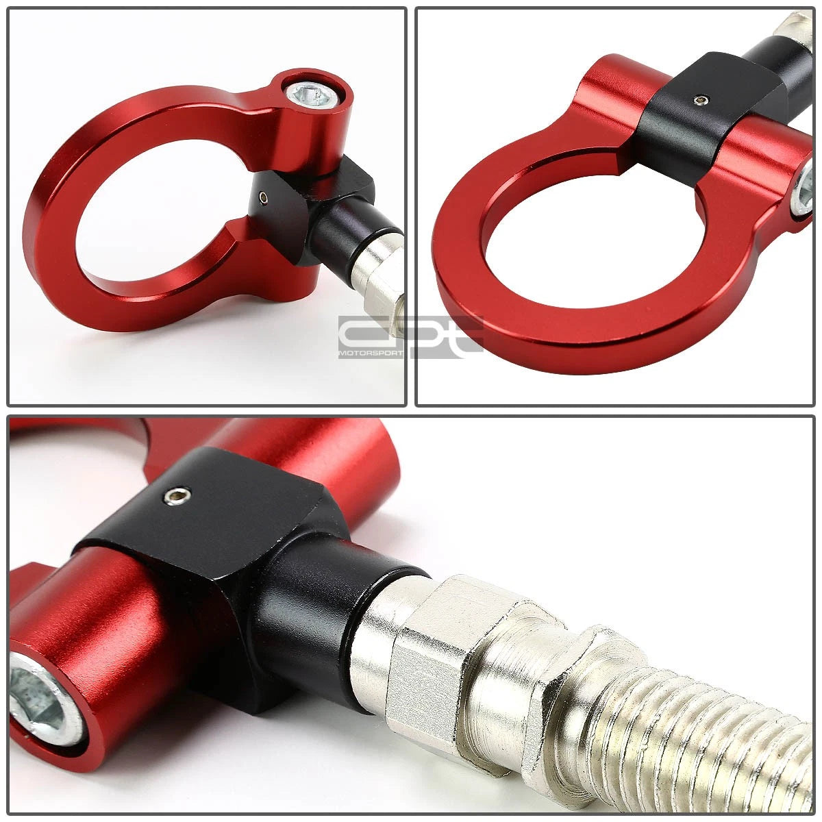 Aluminum Red Racing Towing Hook Kit for JDM Japanese Cars (1.88" Opening)