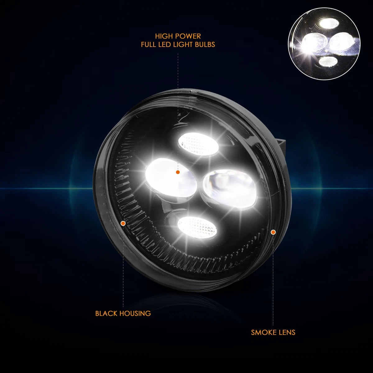 Smoked Lens LED Projector Fog Light Lamp for GMC Sierra 1500-3500 (2007–2014)