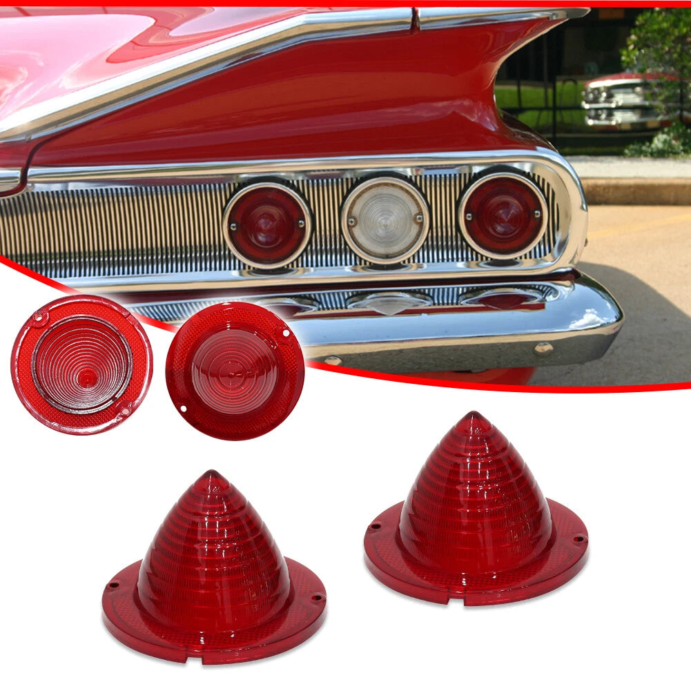 Set of 4 Rear Red Lens Tail Light Lamps for 1960–1961 Impala Bel Air Biscayne El Camino