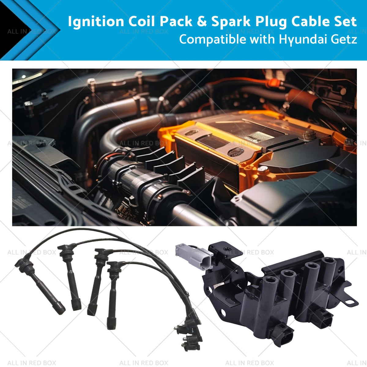 Ignition Coil Pack & Lead Kit for Hyundai Accent (2001–2011) L4 1.6L G4EC G4ED