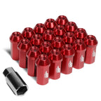 Set of 20 J2 7075 Forged Aluminum M12x1.5 Close-End Lug Nuts with Adapter Red