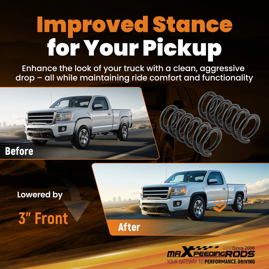 3" Front Drop Coil Springs Lowering Kit for Chevy GMC C1500 2WD (1988–1998)