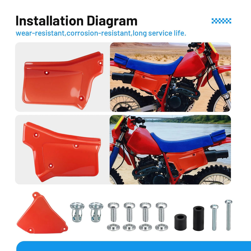 Set of 2 Side Panel Covers for Honda XR250R (1984–1985) - Red Plastic